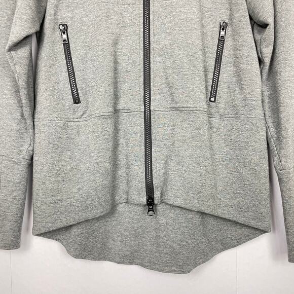 Cabi #3732 | Gray Pivot Double Zipper Thumb Holes High-Low Stretch Jacket - Picture 5 of 10